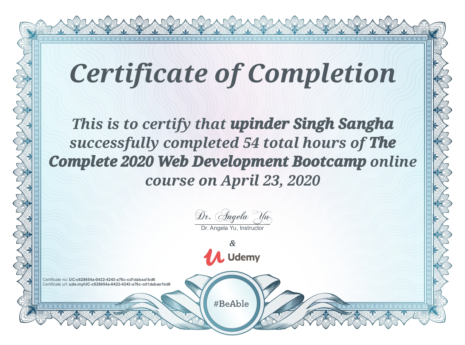 udemy web developemen certificate